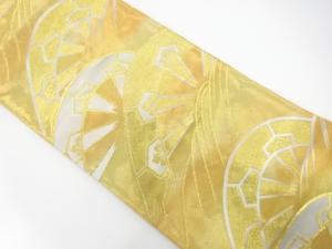 アンティーク　荒波に片輪車模様織り出し袋帯（着用可）